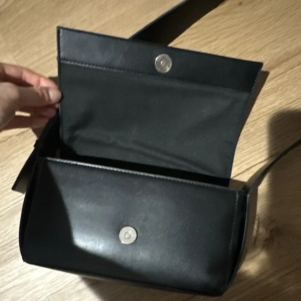 NA-KD Black Shoulder Bag Magnetic Flap Silver Hardware Buckle Accent One Size
